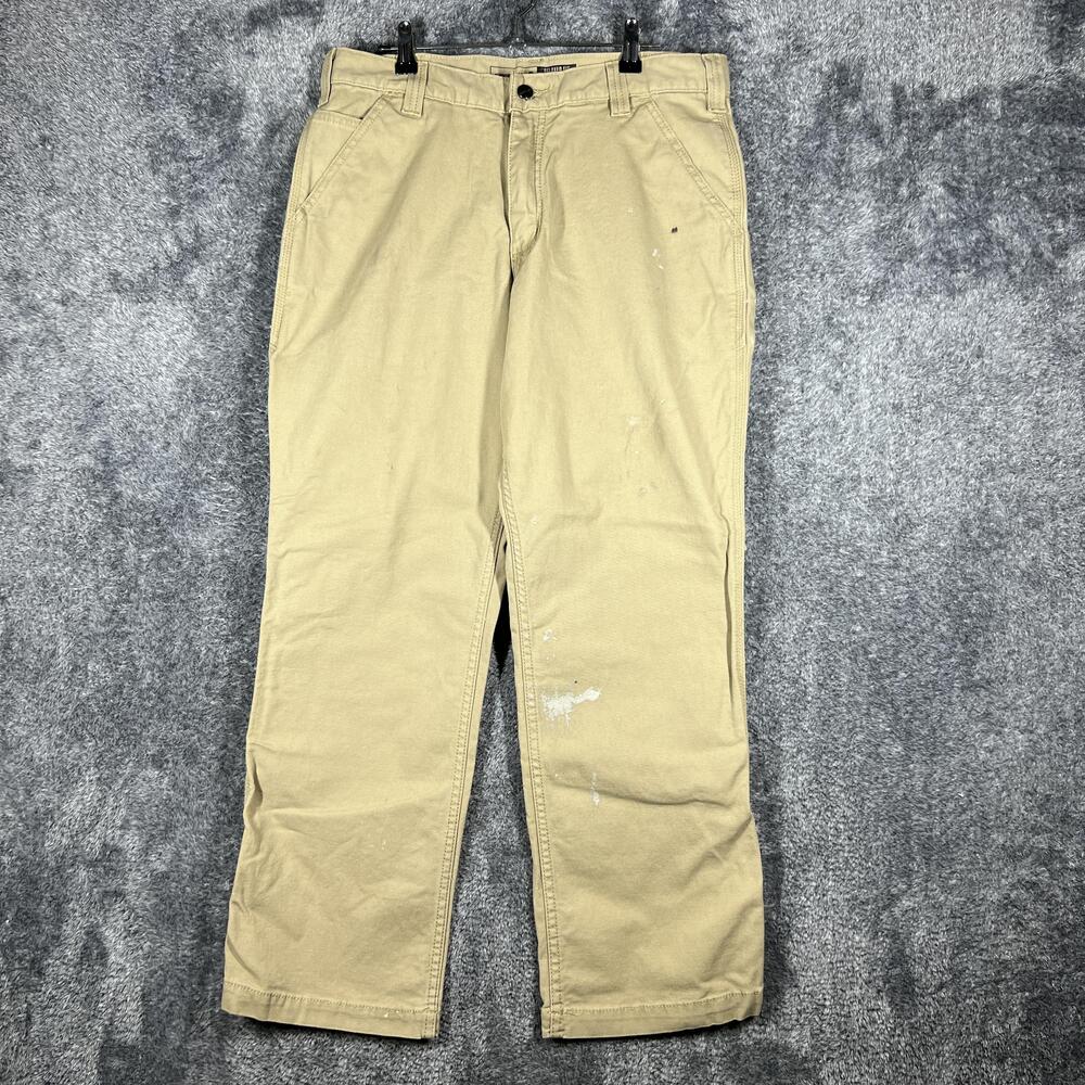 Carhartt Pants Mens 33x30 Beige Carpenter Rugged Flex Relaxed Pockets Workwear